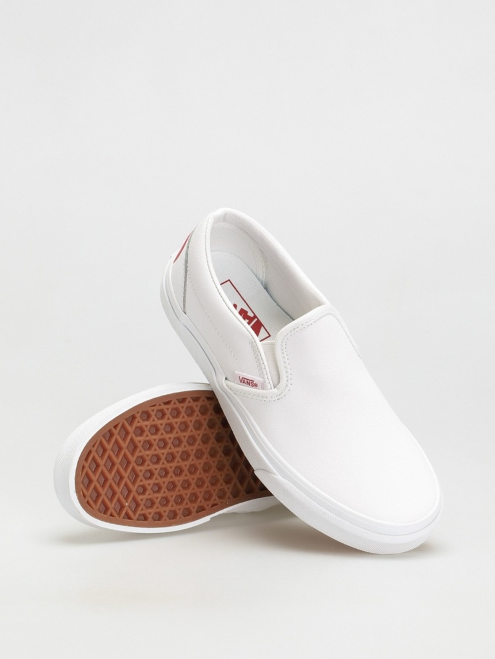 Vans Waffle Lovers Classic Slip-On White Leather Hearts Women’s 8 / Men’s 6.5